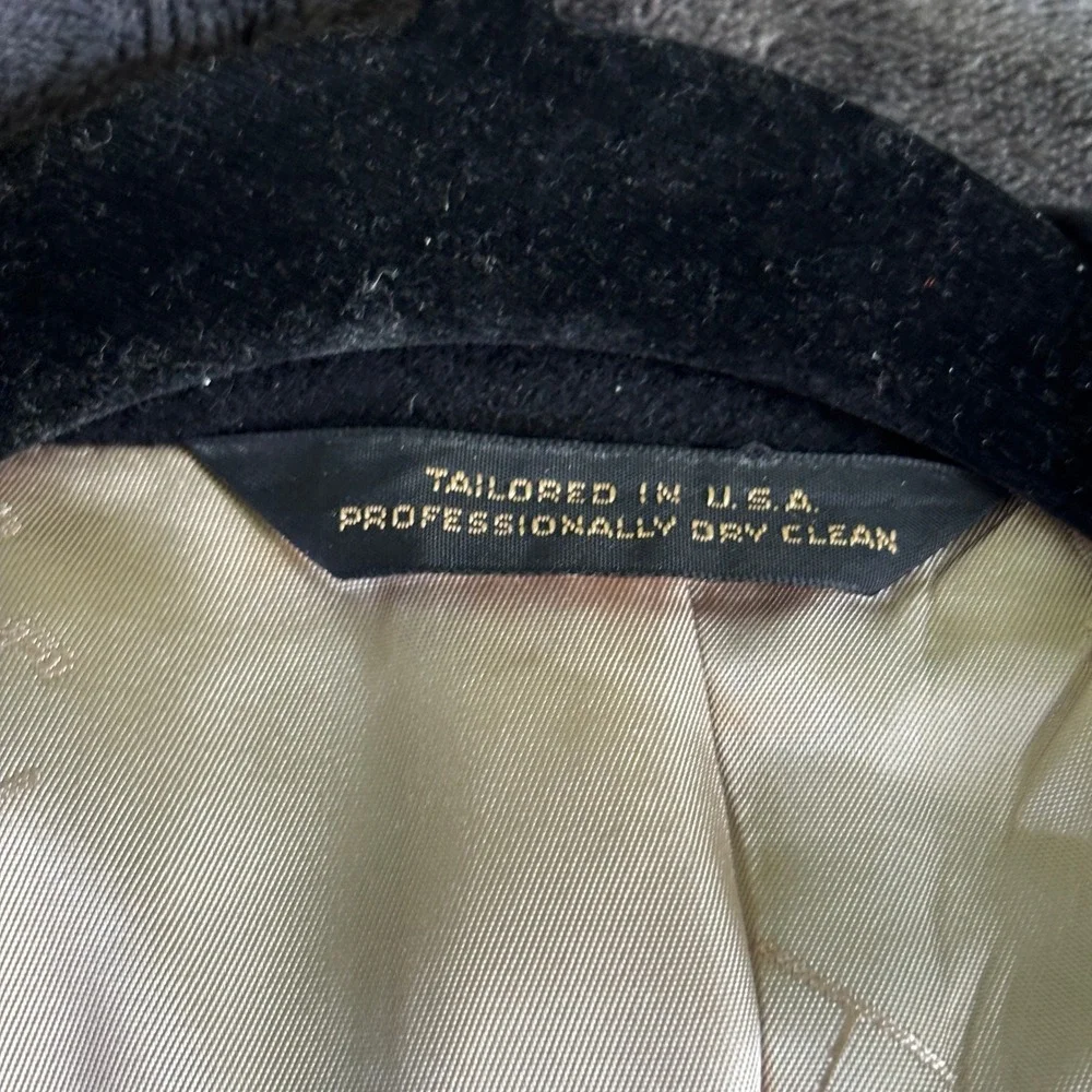 Old School Bespoke Mens Wool Cashmere Bland Blazer Sport Coat Black 46R